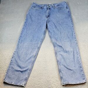 Lee Mens 38x32(34x32) Relaxed Fit Straight Leg Distressed Denim Blue Medium Wash